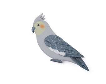 Cockatiel parrot brooch Pet bird brooch Parrot pin Polymer clay cockatiel brooch pin Cockatiel badge Grey bird brooch Cute handmade jewelry