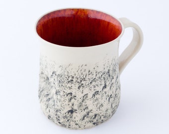 Red handmade mug, Large coffee Mug, handmade tea cup, Cappuccino Cup, Stoneware mug, wheel thrown Cup, Pottery ceramic mug, Birthday gift