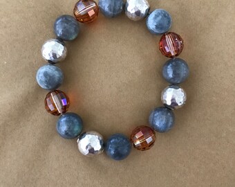 Sterling Silver, Labradorite and Swarovski Bracelet