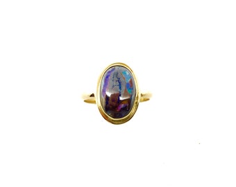 Koroit Opal Ring, Australian Opal 14k Ring, Opal and Gold Ring, OOAK 14k ring, Opal Statement Ring,