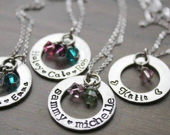 personalized mothers necklace, mothers name necklace, hand stamped mothers necklace, mothers child name necklace, mothers jewelry, mothers