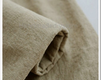 Cotton Twill Fabric, Natural Washed Cotton Linen Twill, Unbleached Medium Weight Flax Decor Fabric in Twill Weave (JJ25)