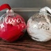 Set of 2 Festive Personalised Feather Bauble ~ Christmas Baubles