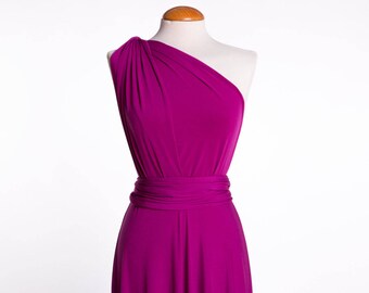 SALE Orchid short infinity dress, orchid infinity dress, short magenta dress, magenta short dress, bright purple dress, seconds clearence