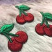 3pcs 1-1/8" x 1-5/8" IRON ON Cherry Cherries Fruit Food Embroidered Patch|Red Cherry Embroidery Applique|Cherry Patches for Craft Supply