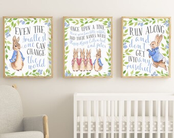 Peter Rabbit Print Set, Peter Rabbit Prints, Set Of 3, Prints Rabbit, Peter Rabbit, Print Nursery, Peter rabbit printable, Even the Smallest