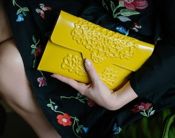 Vegan clutch bag - yellow clutch purse - handbags - yellow purse - colourful bag - yellow evening clutch - medusa - designer bags