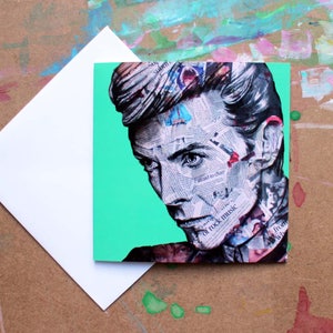 David Bowie Square Greetings Cards | Blank Notecard | Aladdin Sane | Ziggy Stardust | Unique Card Design | Quirky Gift Idea | Artist Cards