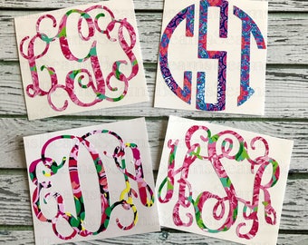 lilly monogram, lilly pulitzer inspired, monogram decal, yeti rambler monogram, yeti decal, yeti cup monogram, pulitzer monogram, lilly