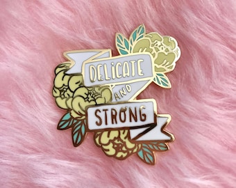 Delicate & Strong hard enamel lapel pin - Yellow and Mint