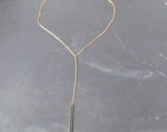 bar necklace, vertical bar necklace, y bar necklace, bar pendant necklace. Available in gold, silver, and rose gold.