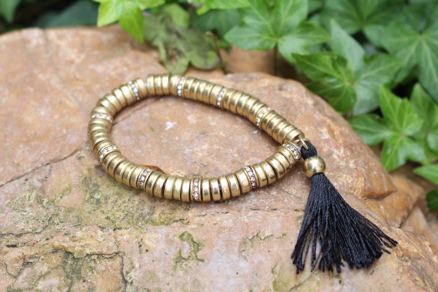 Sale Tassel Bracelets Gold Black Crystal Rhinestone