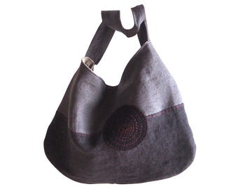 Linen Bag " Lina" anthracite, Shoulderbag, Shopper