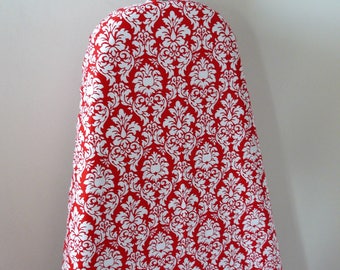 Ironing Board Cover - red and white small damask