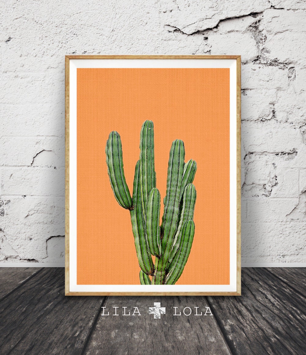 Cactus Print Mexican Wall Art Aztec Mexico Decor Orange
