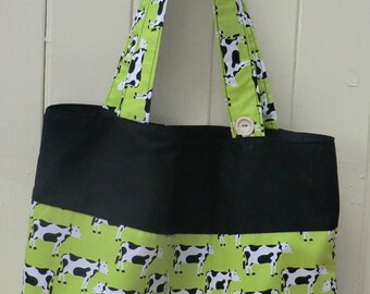 Fold Up Tote Bag featuring Cows.