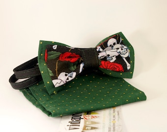 Skull bow tie with handkerchief