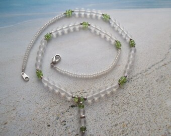 Peridot, Glass & Silver Necklace