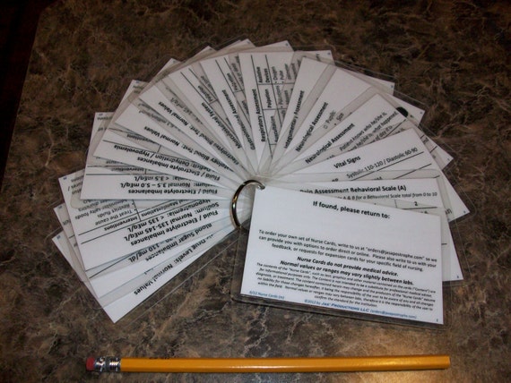 Medium Nurse Cards handy pocket reference for Nursing