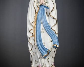 17" Our Lady of Lourdes Antique Bisque Porcelain Statue Immaculate Conception 3