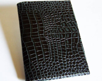 Black Leather Top-Stub Checkbook Cover - Leather Check Book Holder