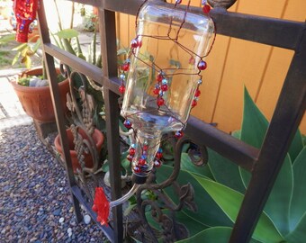 Cute Handcrafted Glass Hummingbird Feeder