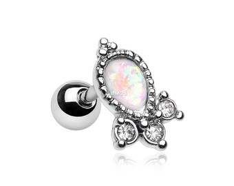 Victorian Opal Sparkle Cartilage Tragus Barbell