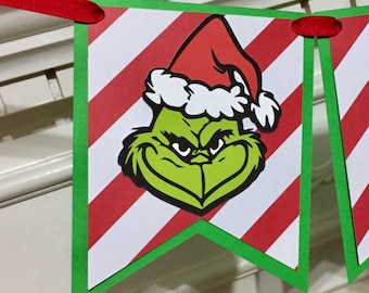 Grinch Christmas Birthday High Chair Banner, ONE Banner, Merry Grinchmas, Baby's First Christmas photo prop, Grinch banner, Smash cake