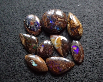 10g Koroit Boulder Opal Medium Cabochons - Solid Opal Cabs, Colour Flash, Job Lot, Rings, Pendants, Wholesale, FREE WORLDWIDE DELIVERY 3232S