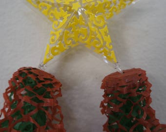 One Ready to Ship 4 x 8 inches Miniature Filipino Paper Christmas Lantern AKA Parol - Christmas Tree Ornaments
