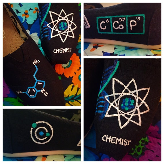 Custom Painted Chemistry Toms. Designed and personalized just