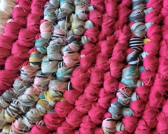 Crochet Mat *Hot Pink*- Hand Made- recycled material- Bath mat- Door mat