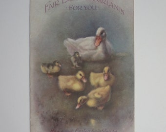 Vintage Easter Ducks Postcard