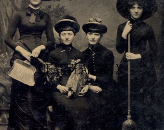 Vintage Image Real Life Photo of Witches for Halloween Digital Download Printable