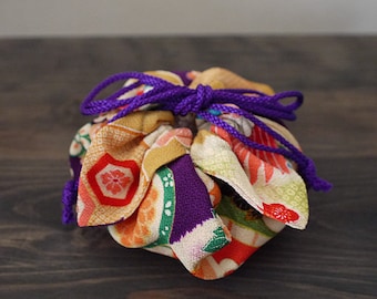 Kinchaku Purse, small kinchaku bag, small drawstring bag, Japanese fabric, reversible