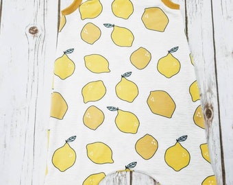 Lemon tank romper, tank romper, shorts romper