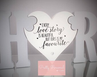 Wooden Jigsaw Initials & Heart