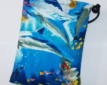 Pipe Pouch, Ocean Life, Pipe Case, Pipe Bag, Sea Bag, Padded Pipe Pouch, 420, Stoner Gift, Animal Bag, Pipe Cozy, Smoke Bag - 7" DRAWSTRING
