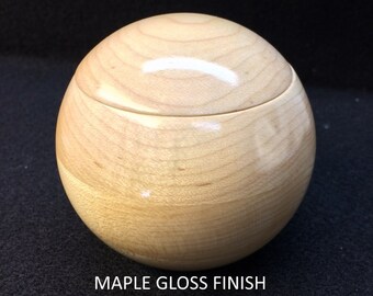 Maple Keepsake Box, 4 Inch, Spherical, Hardwood, Turned, Round