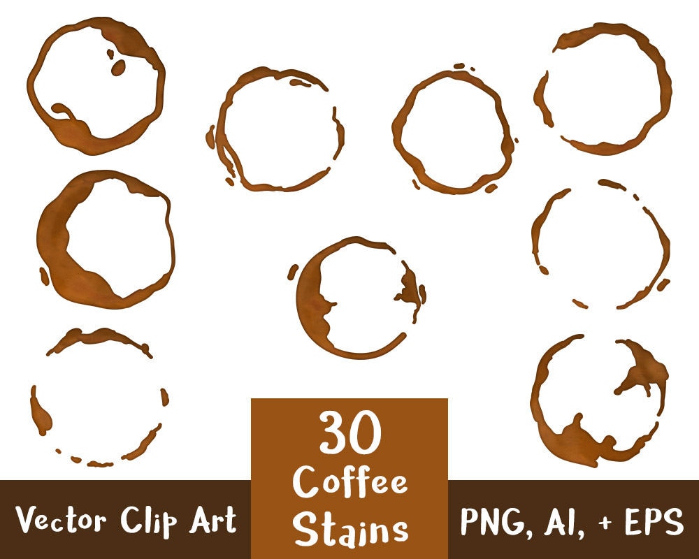 Download 30 Coffee Stains Clipart Watercolor Black Coffee Ring