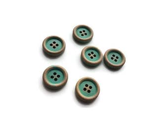 Aqua Button 15mm - set of 6 wood buttons