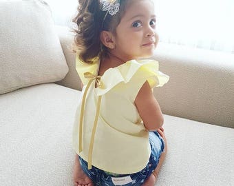 Yellow Natinou frill collar top