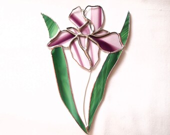 Stained Glass Iris Flower Suncatcher