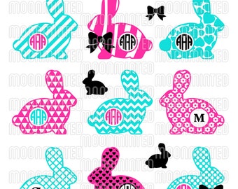 Easter Bunny SVG Cut Files - Monogram Frames for Vinyl Cutters, Screen Printing, Silhouette, Die Cut Machines, & More