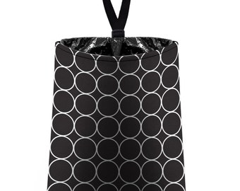 Car Trash Bag // Auto Trash Bag // Car Accessories // Car Litter Bag // Car Garbage Bag - Black and White Rings