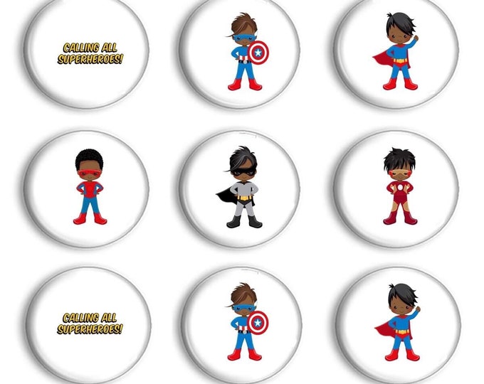 Superhero Kids Refrigerator Magnets Preschool Activities - Fine Motor Skills - Girl Power - African American - Party Favors - Easter Basket