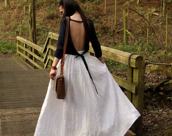 Wide Linen Skirt, Ivory White Skirt, Handmade, Natural Fabric, Casual Clothing, Sustainable fashion, Boho, Perfect Gift, beach, hippie