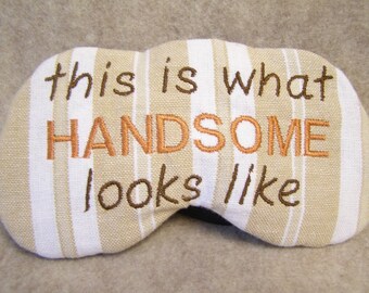Embroidered Eye Mask, Sleeping, Cute Sleep Mask for Kids or Adults, Sleep Blindfold, Slumber Mask, Eye Shade, Handsome Man Design, Handmade