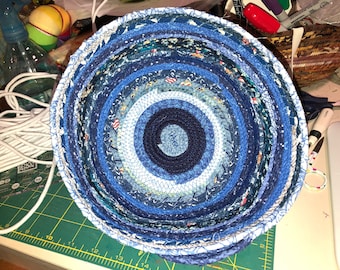 Round Blue Coiled Clothesline basket