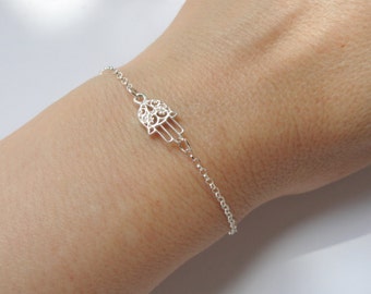 Sterling silver Hamsa bracelet, Hamsa bracelet, Hamsa hand bracelet, Amulet bracelet, Gifts, Hamza hand bracelet, Hamza jewelry